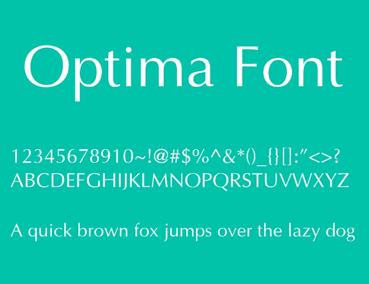 Optima Font View