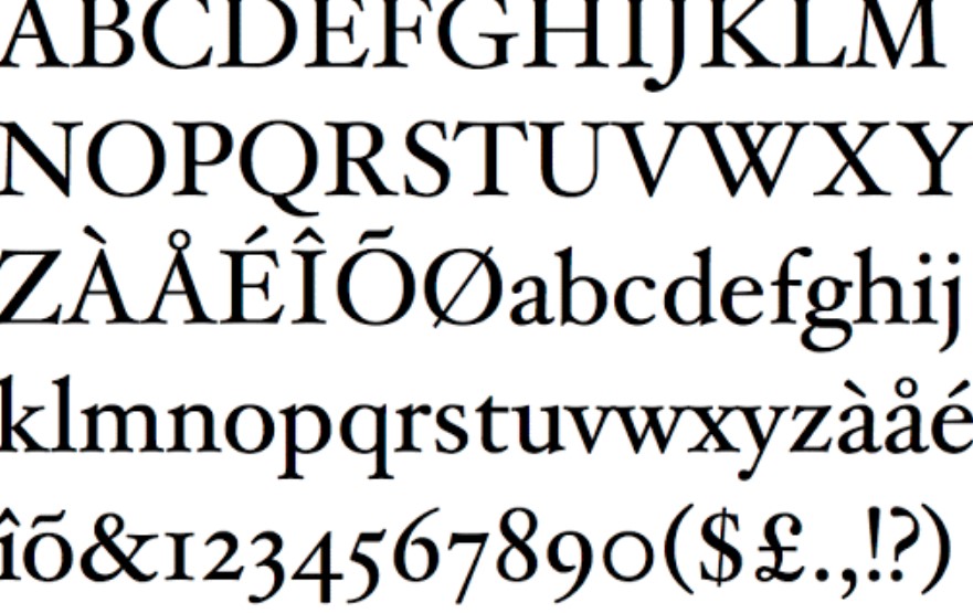 Hoefler Text Font View